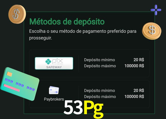 O cassino 53Pg oferece uma grande variedade de métodos de pagamento